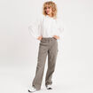 Pantalon jambe large vert kaki femme