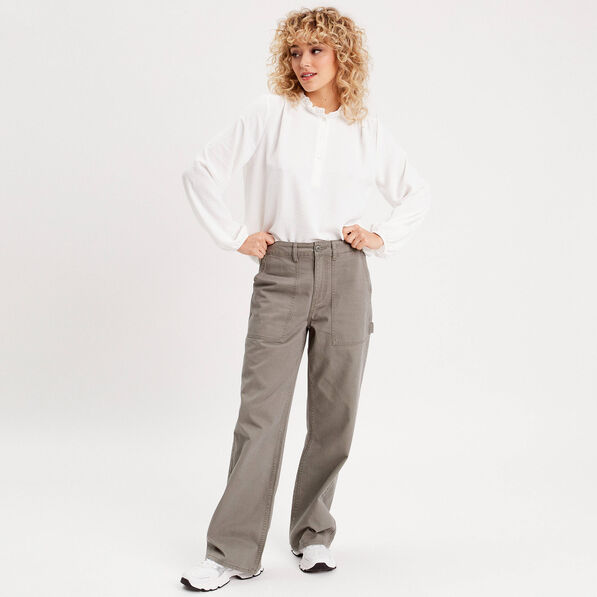 Pantalon jambe large vert kaki femme