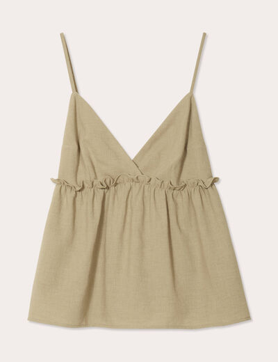 Caraco bretelles fines vert kaki femme