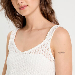 Débardeur effet crochet ecru femme