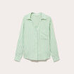 Chemise lin col V manches longues vert femme