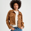 Veste suédine droite camel femme