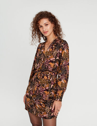 Robe droite ceinturée noir femme
