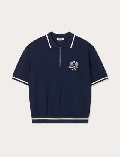 Polo manches courtes bleu marine femme