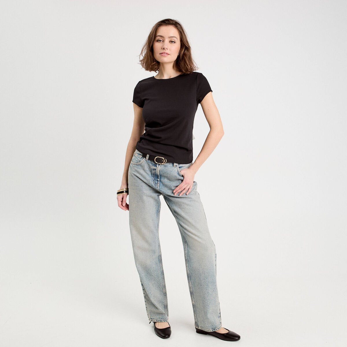 T-shirt manches courtes noir femme