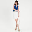 Jupe droite en jean laçage ecru femme