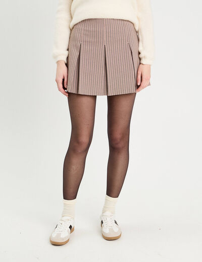 Jupe évasée plissée beige femme
