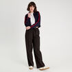 Pantalon large taille haute noir femme