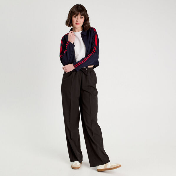 Pantalon large taille haute noir femme