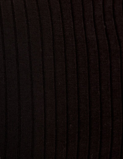 T-shirt manches courtes côtelé noir femme