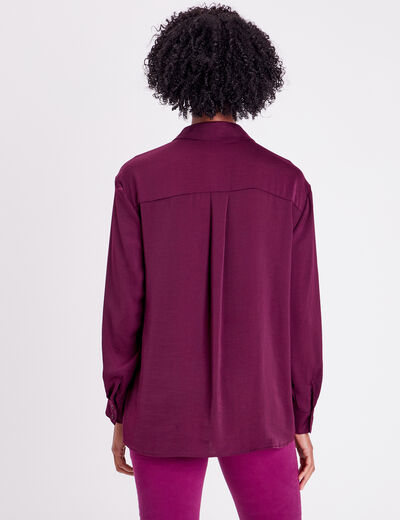 Chemise manches longues prune femme