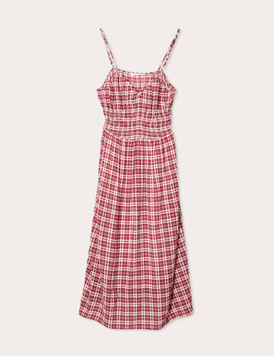 Robe midi évasée bretelles bordeaux femme