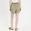 Short ample ceinture tressée vert kaki femme