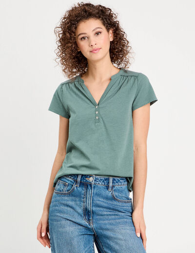 T-shirt manches courtes vert foncé femme