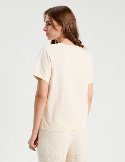 T-shirt manches courtes ecru femme