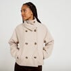 Caban court col montant beige femme
