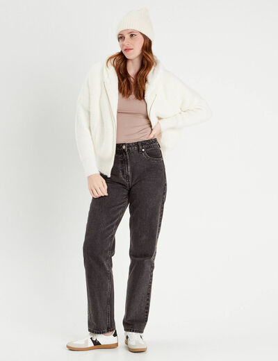 Gilet doublé à capuche ecru femme