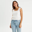 Blouse bretelles fines ecru femme