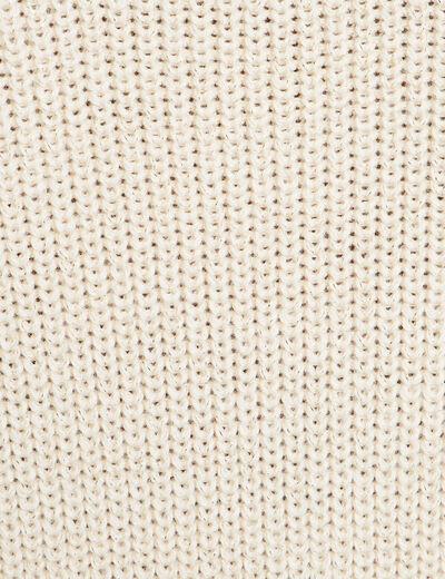 Pull col v manches longues ivoire femme