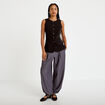 Pantalon city taille basse effet boule gris fonc&eacute; femme