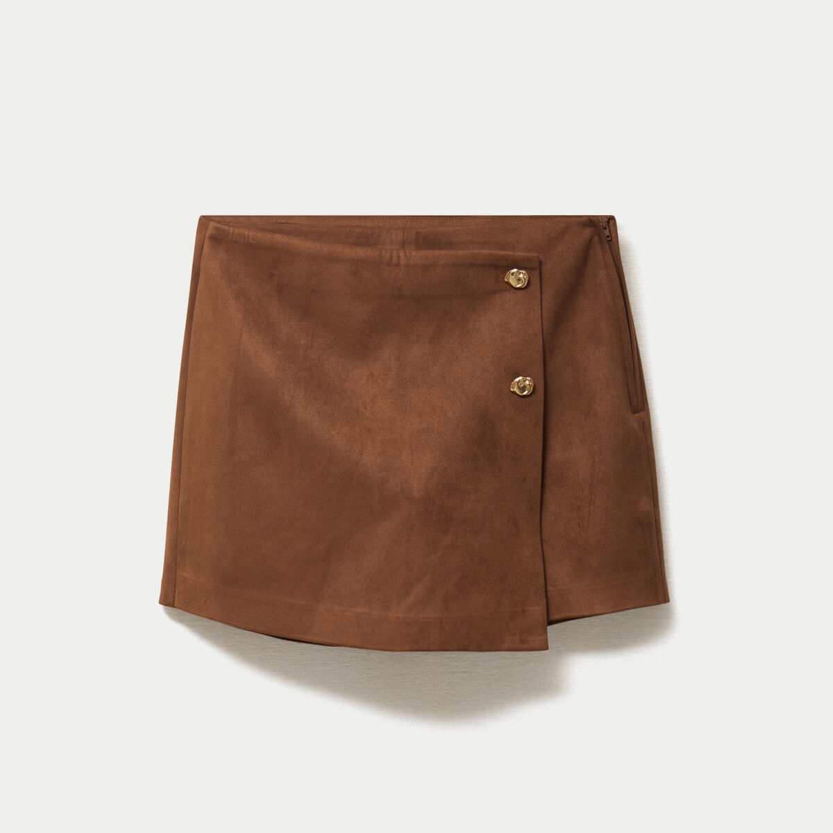 Jupe-short courte aspect daim marron femme