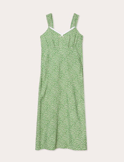 Robe longue évasée vert kaki femme