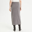Jupe midi droite fendue gris foncé femme