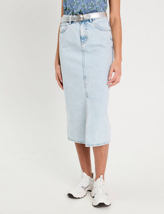 Jupe crayon taille standard denim bleach femme