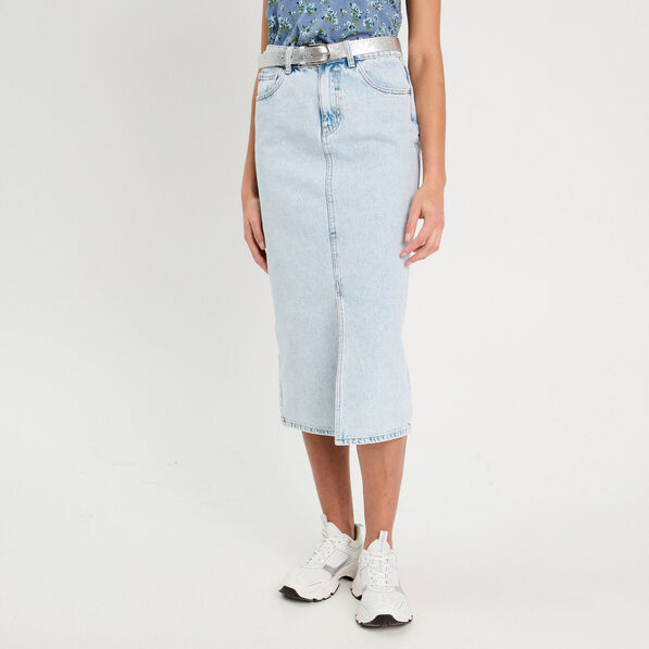 Jupe crayon taille standard denim bleach femme
