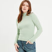 Pull avec col montant vert fluo femme
