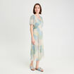 Robe midi évasée col en V bleu pastel femme