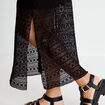 Jupe longue droite en dentelle noir femme