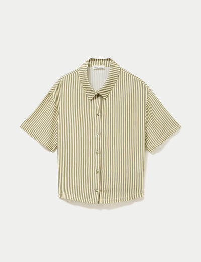 Chemise manches courtes jaune femme