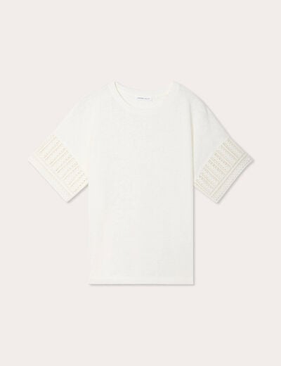 T-shirt manches courtes ecru femme