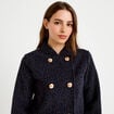 Veste droite cropped effet polaire bleu marine femme
