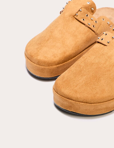 Sandales aspect daim camel femme