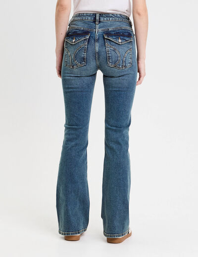 Pantalon bootcut ceinture amovible denim dirty femme