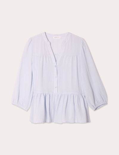 Blouse manches 3/4 bleu ciel femme