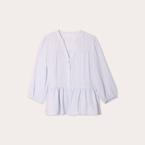 Blouse manches 3/4 bleu ciel femme
