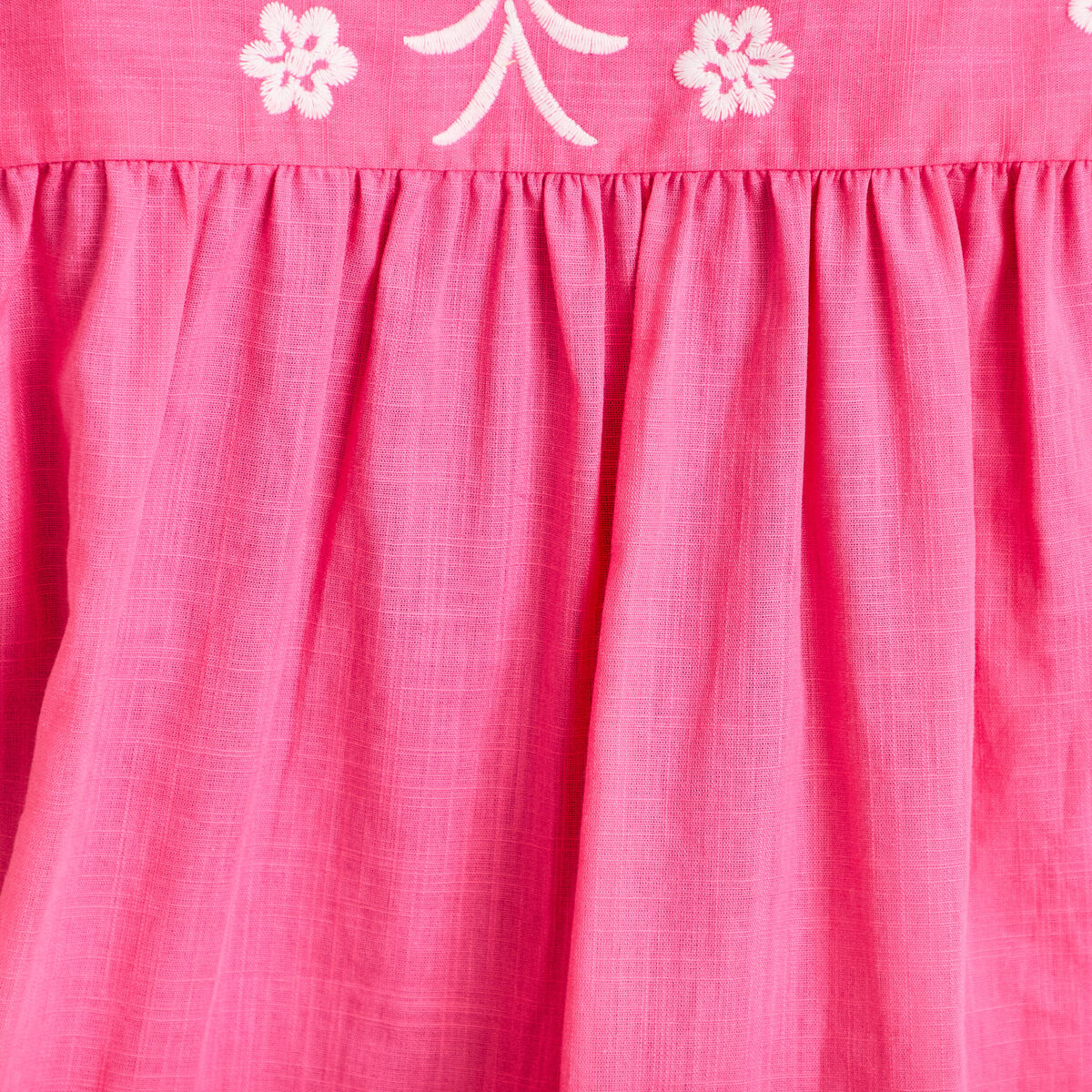 Blouse droite sans manches col v rose fushia femme