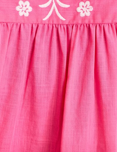 Blouse droite sans manches col v rose fushia femme