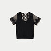 Blouse col v manches courtes dentelle noir femme