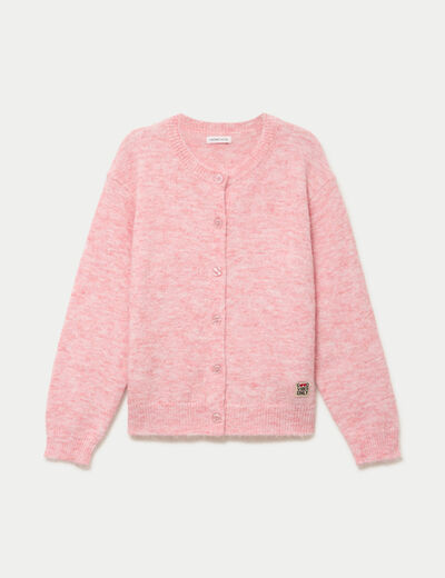 Gilet ample manches longues rose clair femme