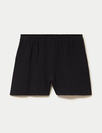 Short pliss&eacute; noir femme