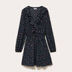 Robe courte &eacute;vas&eacute;e col v manches longues noir femme