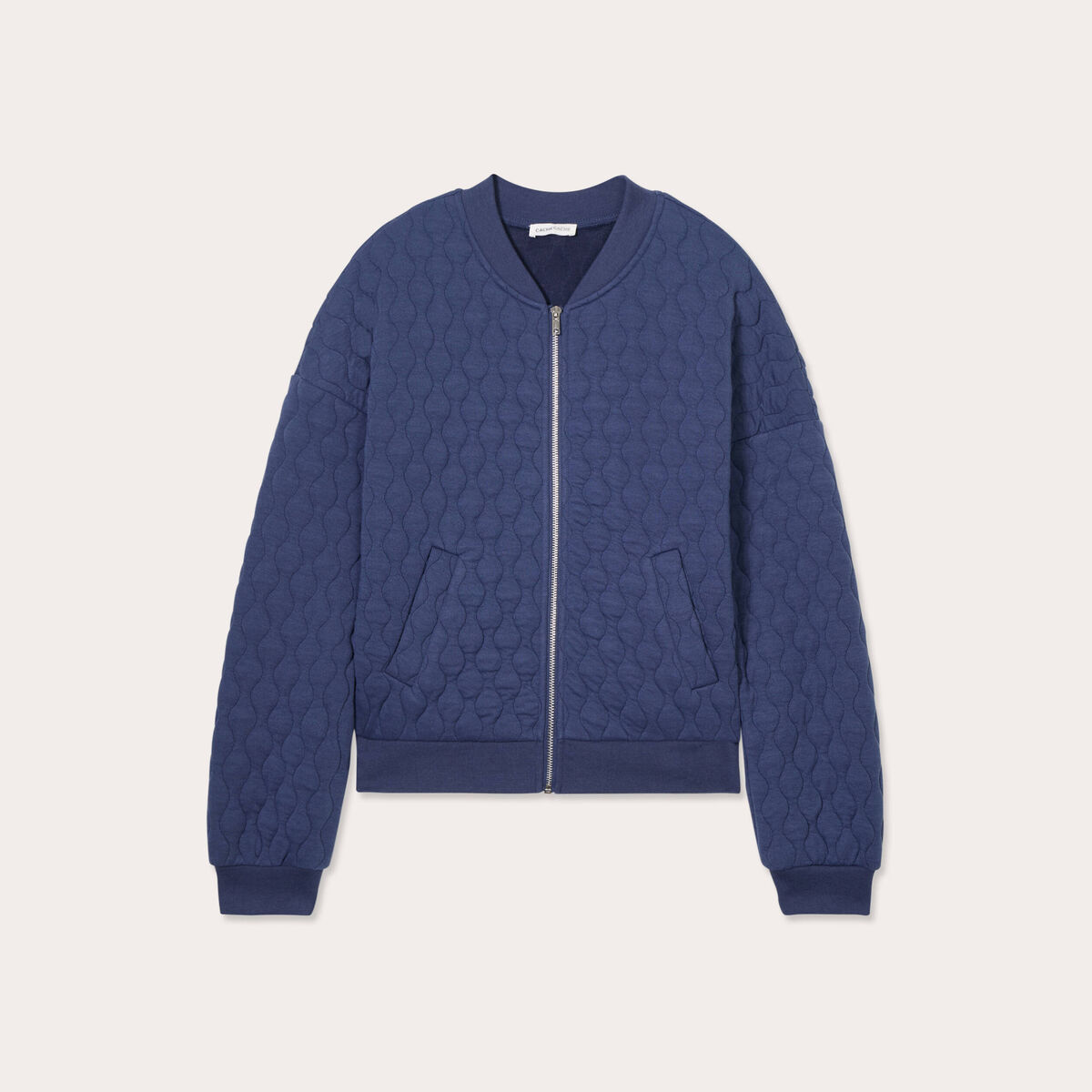 Veste matelassée zippée bleu marine femme