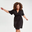Robe évasée taille élastiquée noir femme