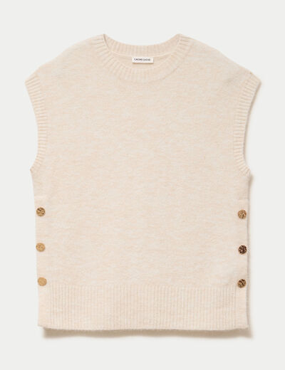 Pull sans manches ecru femme