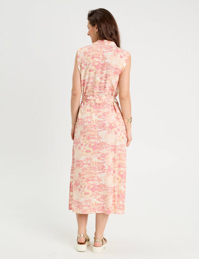 Robe chemise évasée beige femme