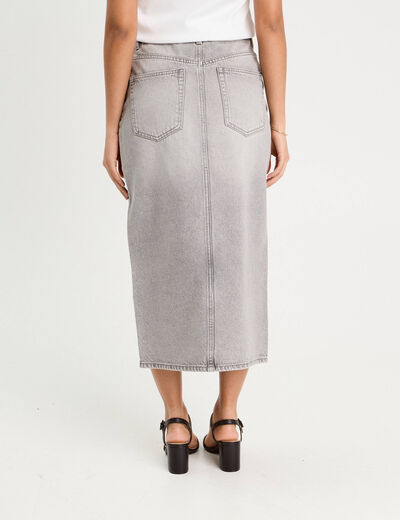 Jupe crayon taille standard denim gris clair femme